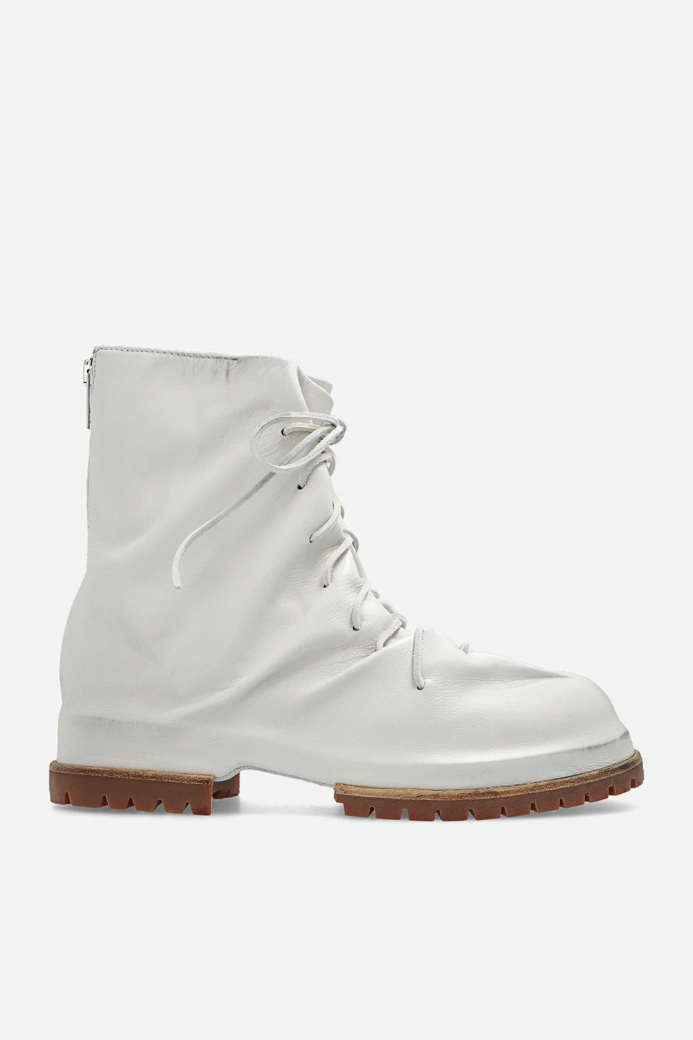 cream Leather ankle boots