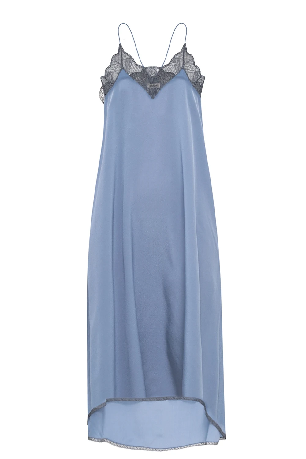Silk dress with lace trim