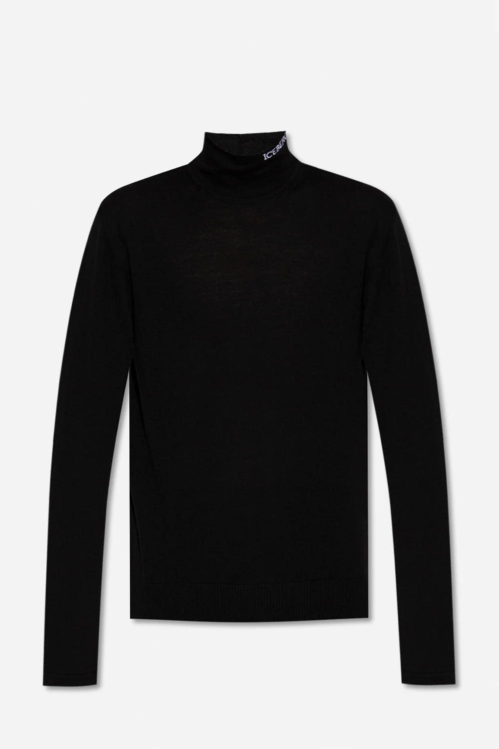 BLACK Turtleneck sweater with logo
