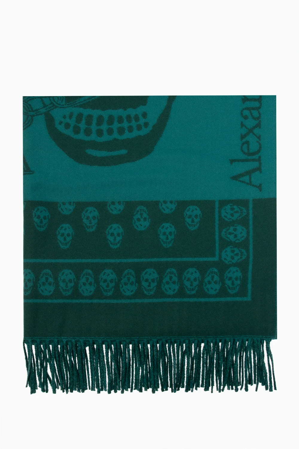 GREEN Wool scarf with logo