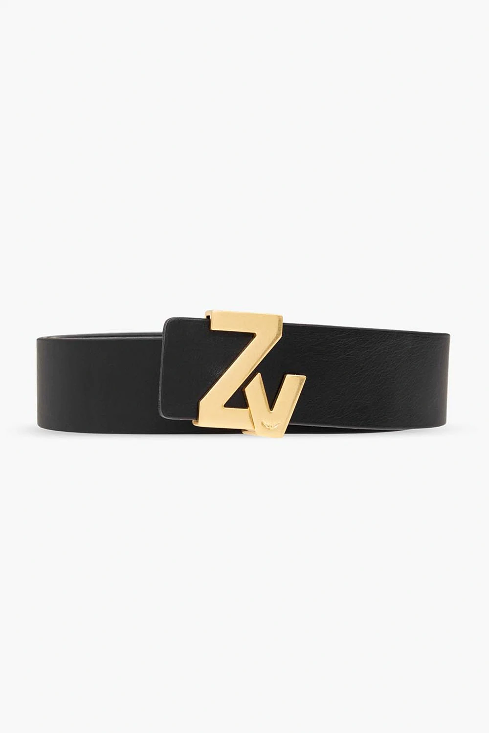 BLACK Leather belt with logo