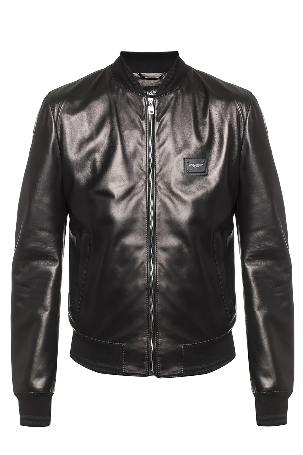 BLACK Leather bomber jacket