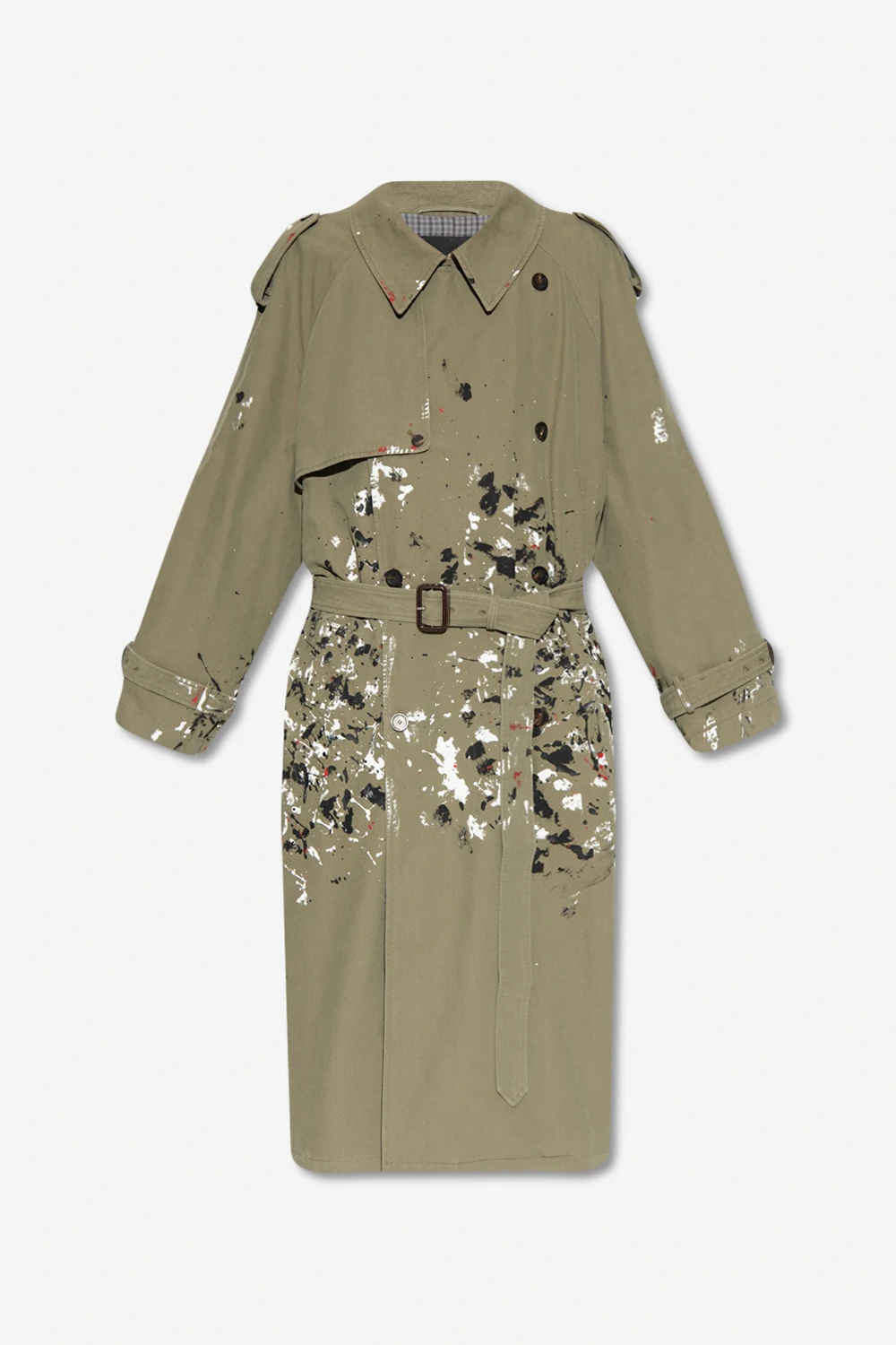 Trench coat with paint effect