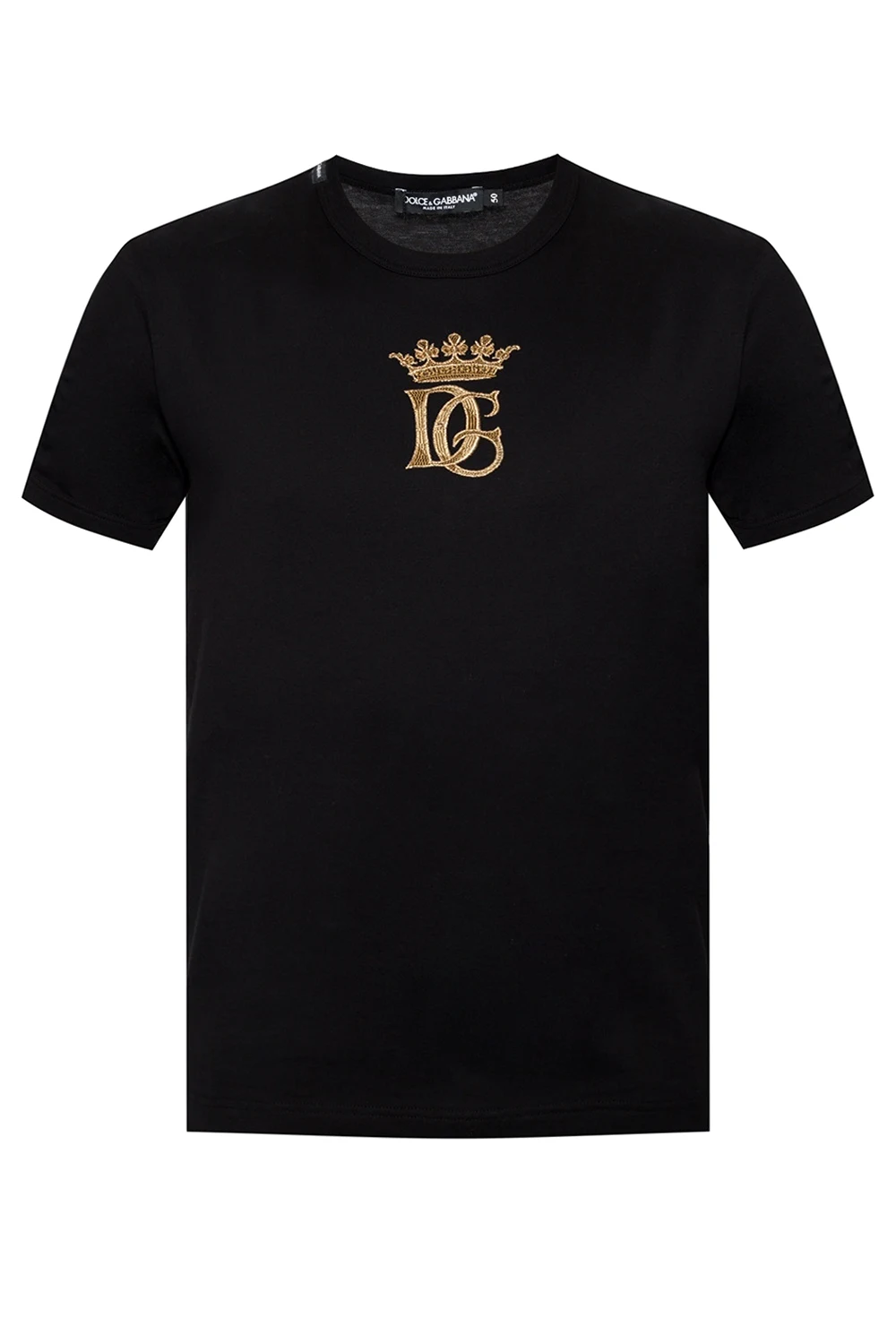 BLACK T-shirt with sewn-on logo