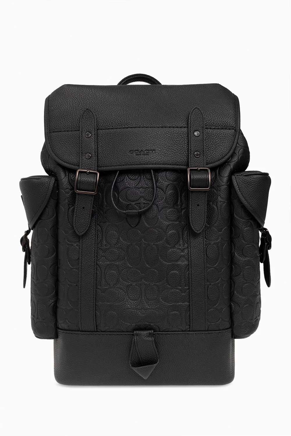 Leather backpack with logo