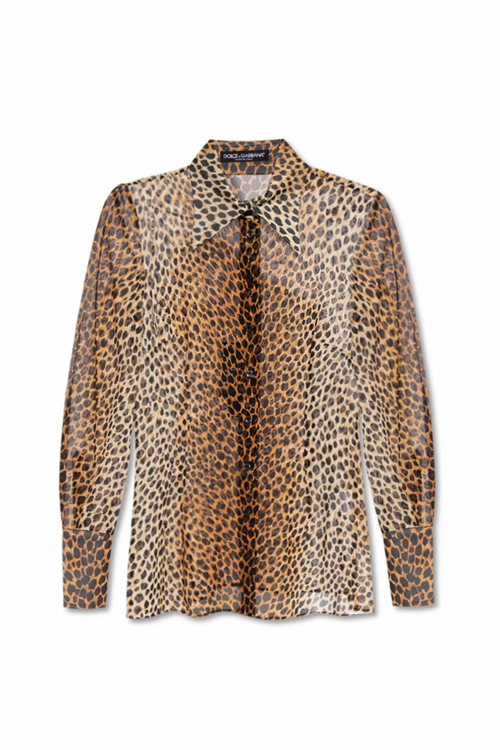 BROWN Silk shirt with animal motif