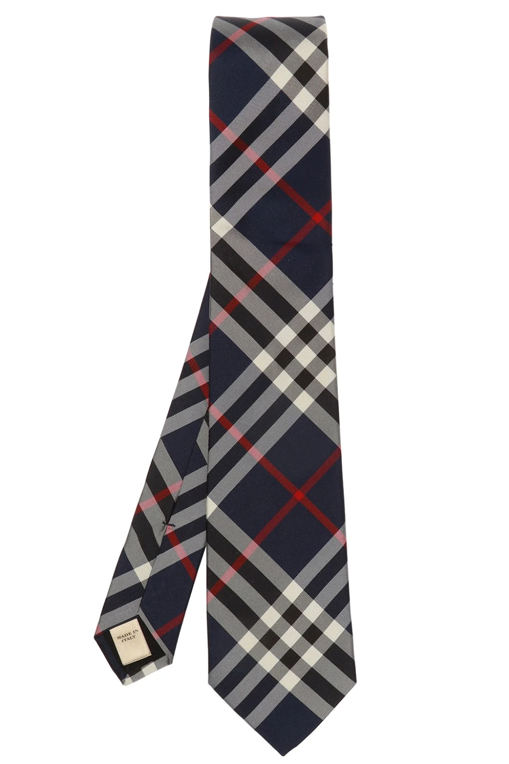 Checked silk tie