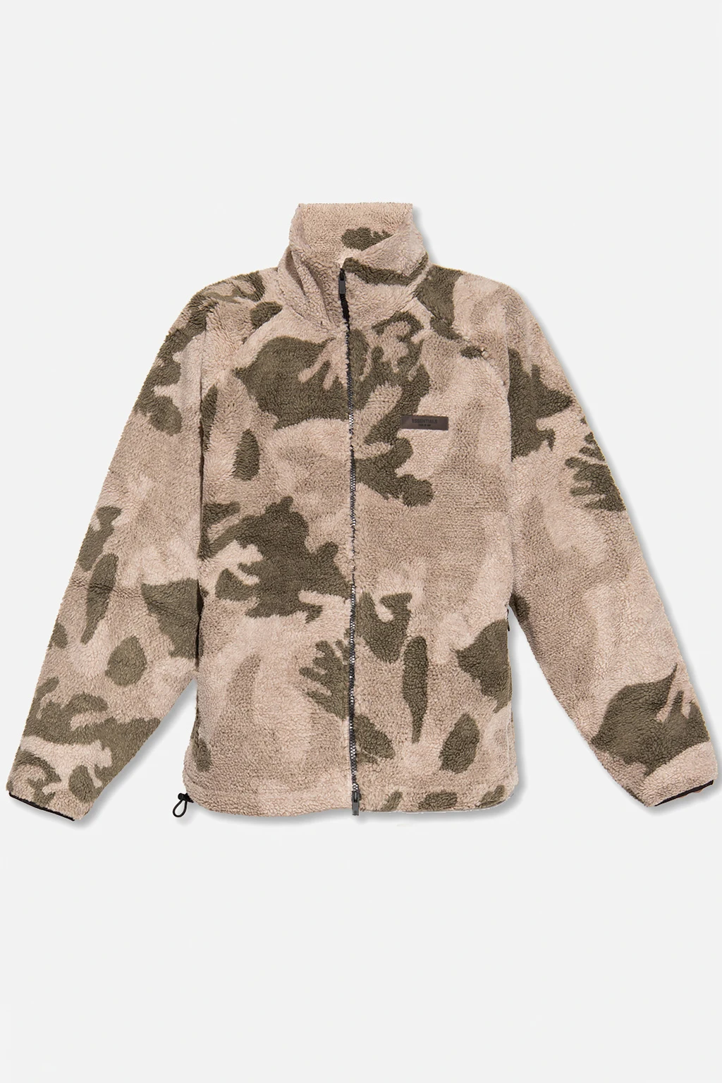 beige Fleece hoodie with camo pattern