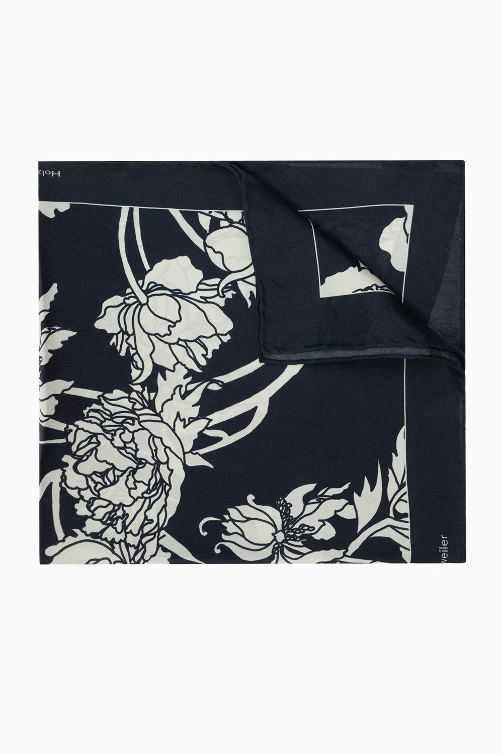 NAVY BLUE Silk shawl with logo
