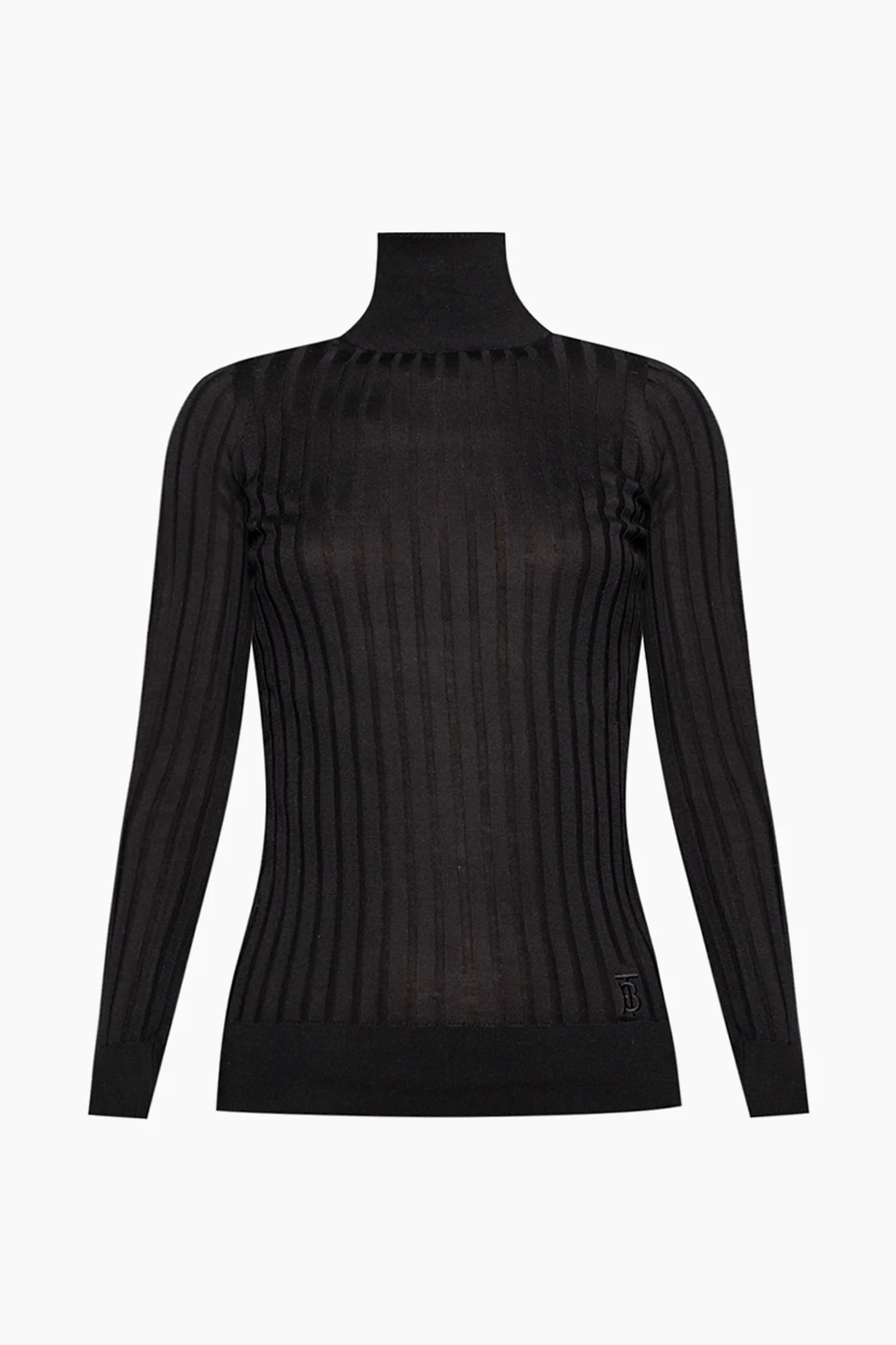 BLACK Silk turtleneck sweater with logo