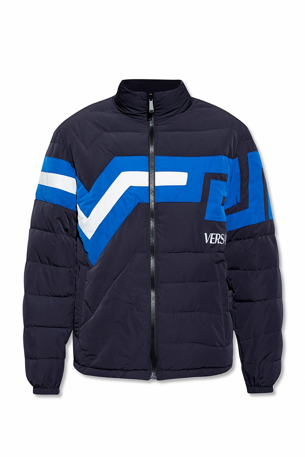 NAVY BLUE Down jacket with logo