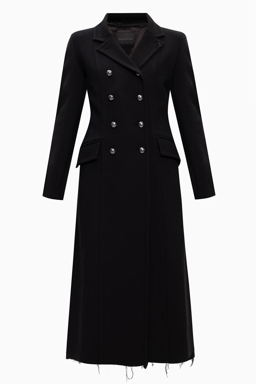 Raw edge double-breasted coat