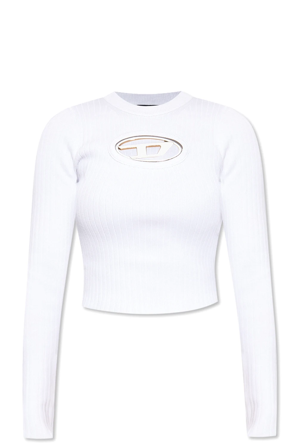 WHITE ‘M-Desmoines’ ribbed top