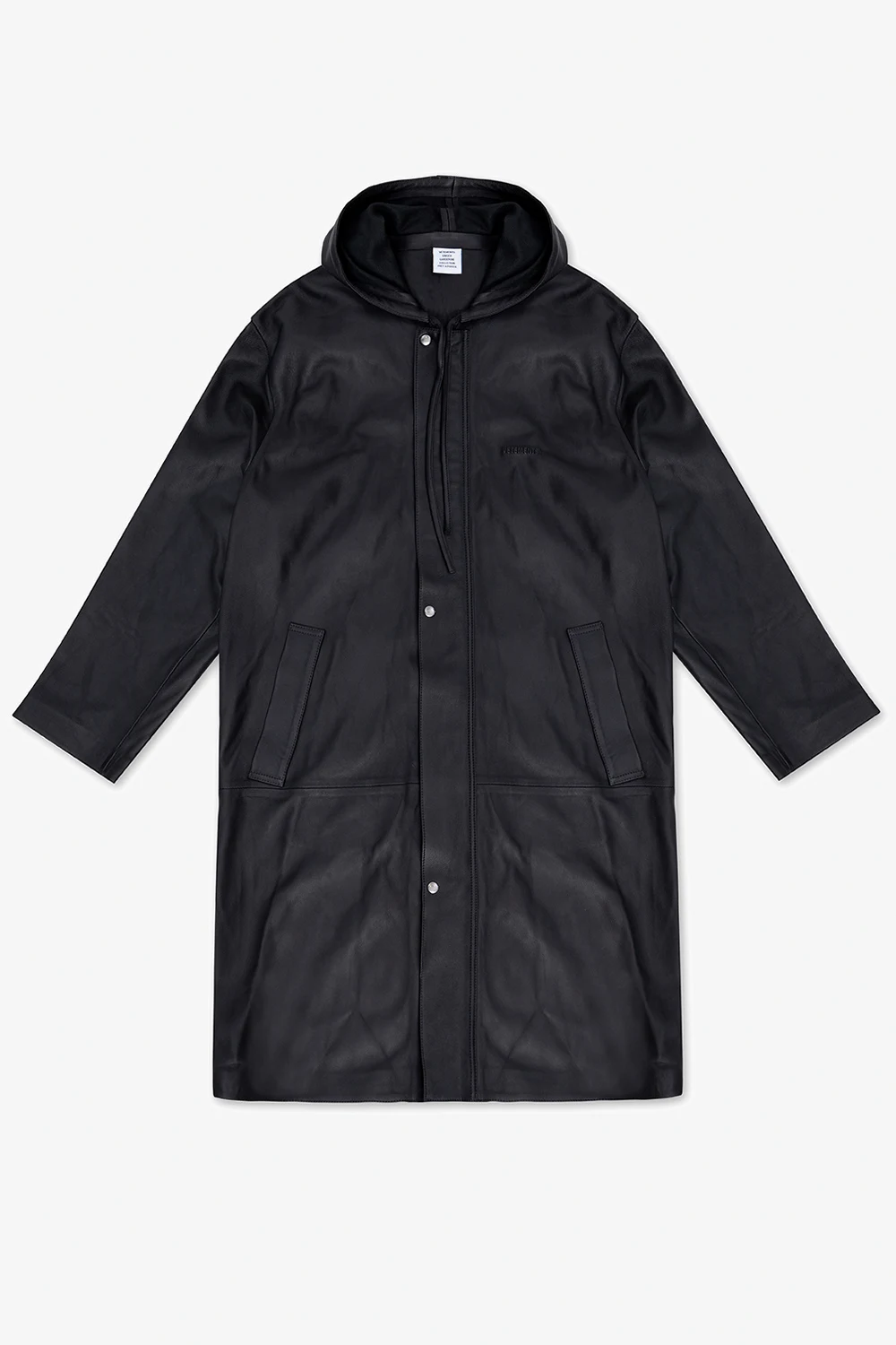 BLACK Hooded leather coat