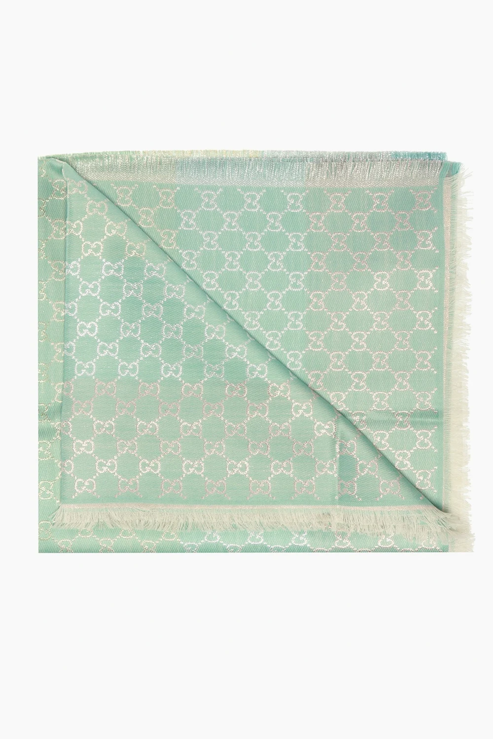 light blue Patterned scarf with a logo