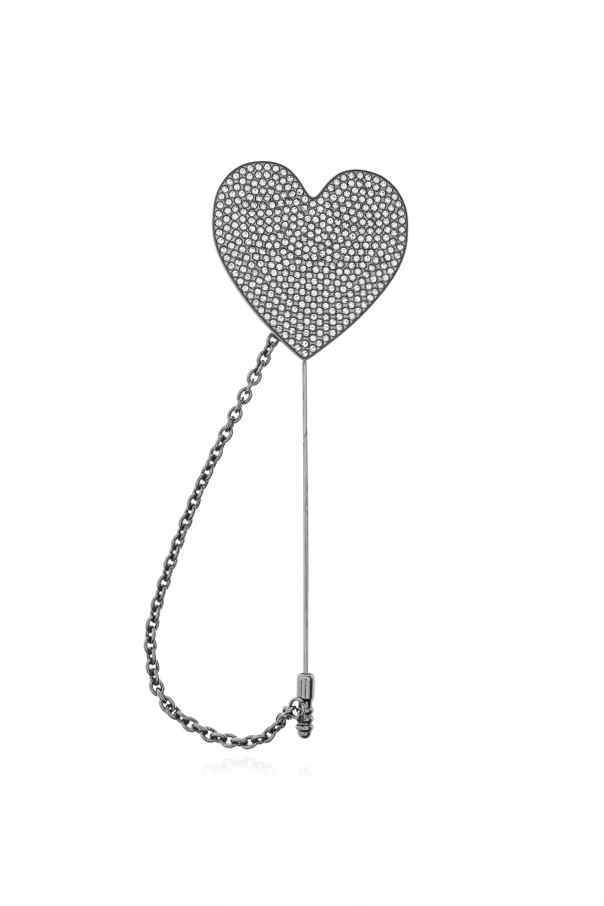 SILBER Herzförmige Brosche