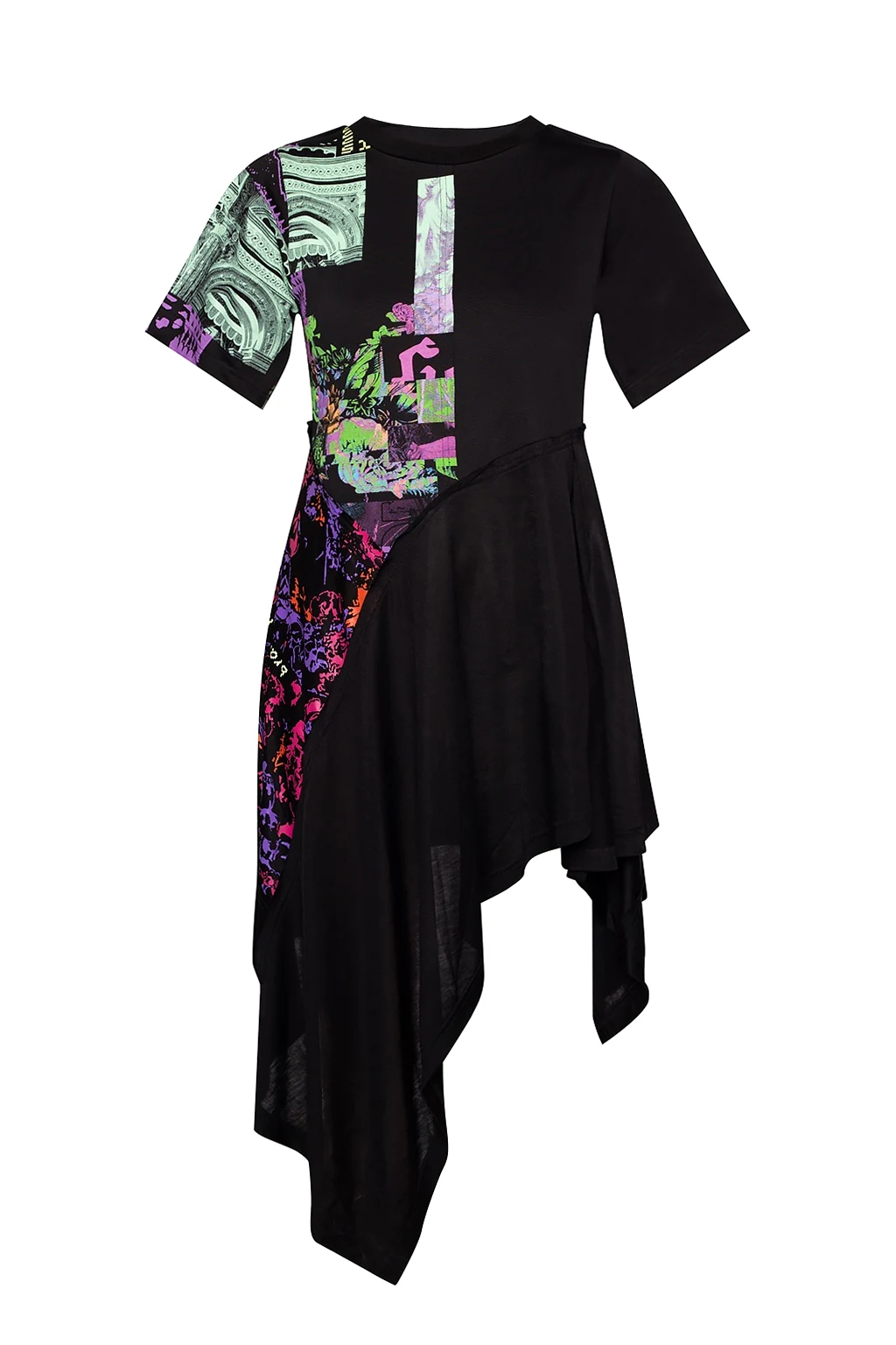 BLACK Dress with asymmetrical hem