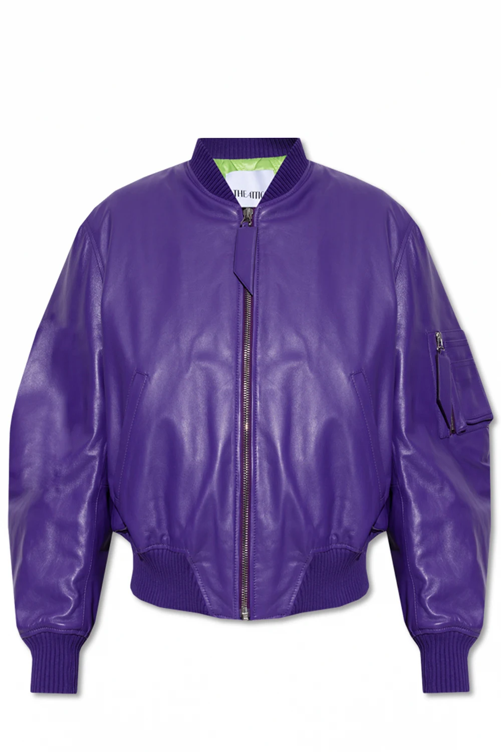 Leather bomber jacket