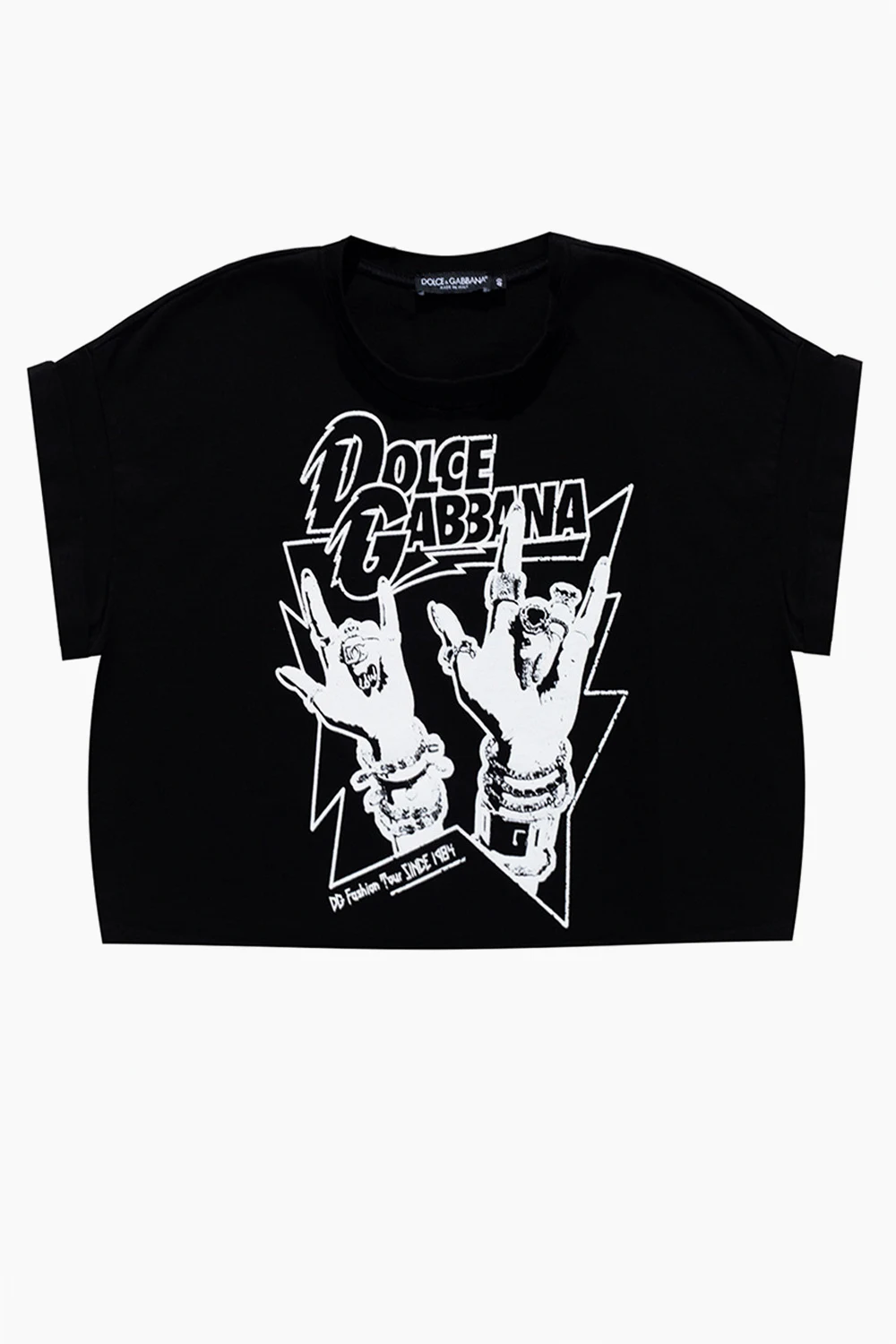 BLACK Cropped T-shirt with print