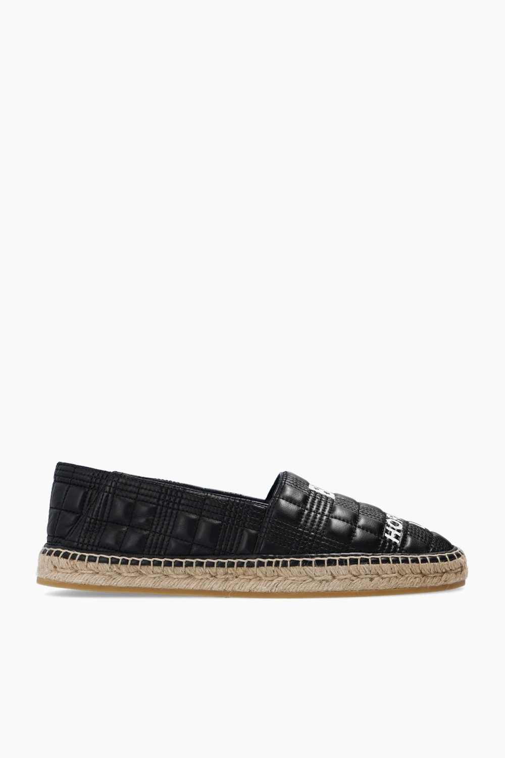 BLACK Leather espadrilles with logo