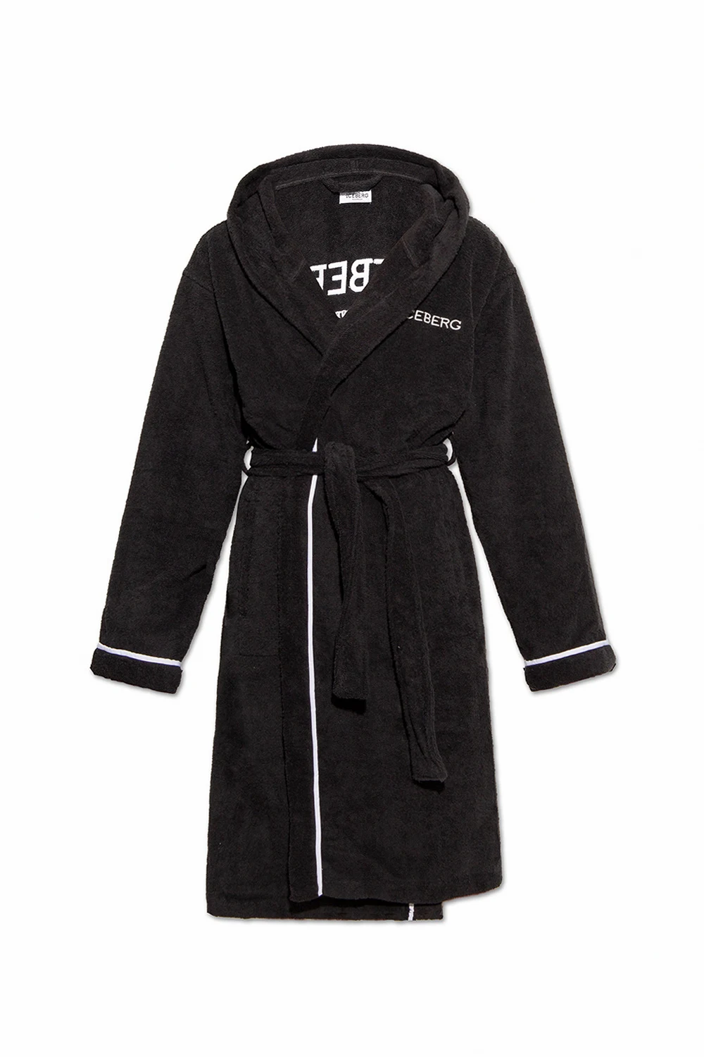 BLACK Hooded bathrobe