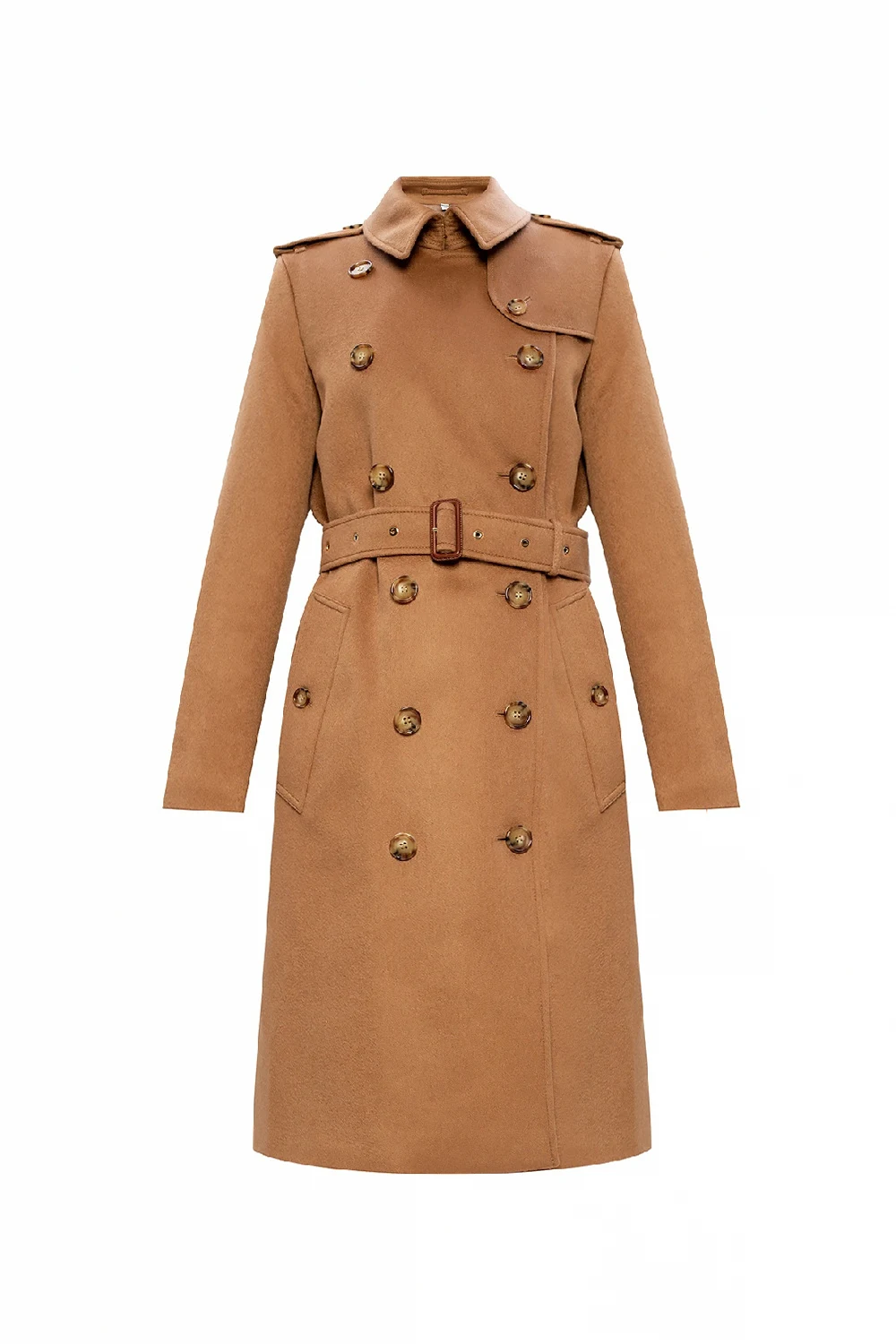 BROWN Collared cashmere coat