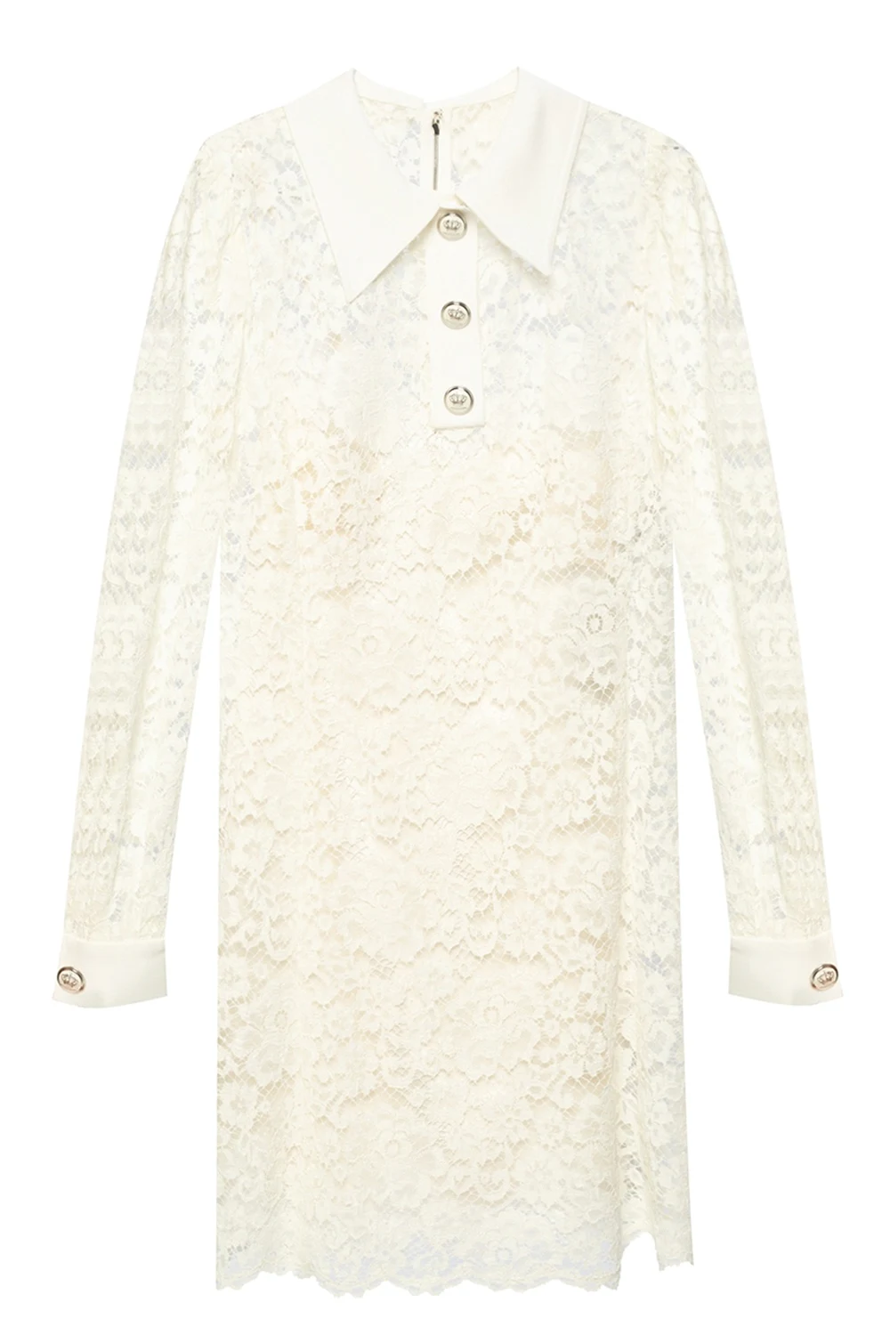 WHITE Openwork collared dress