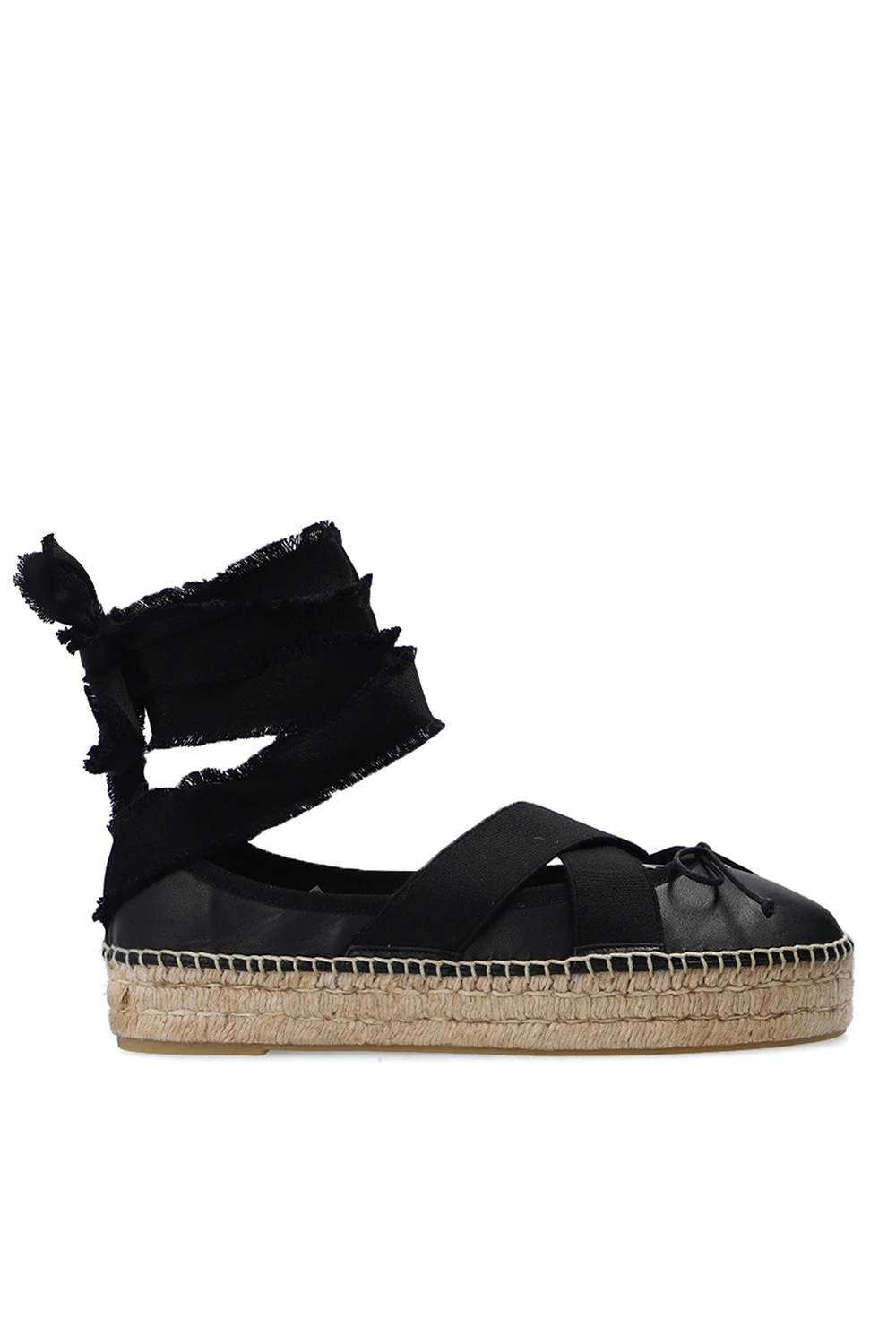 BLACK Ankle tie espadrilles