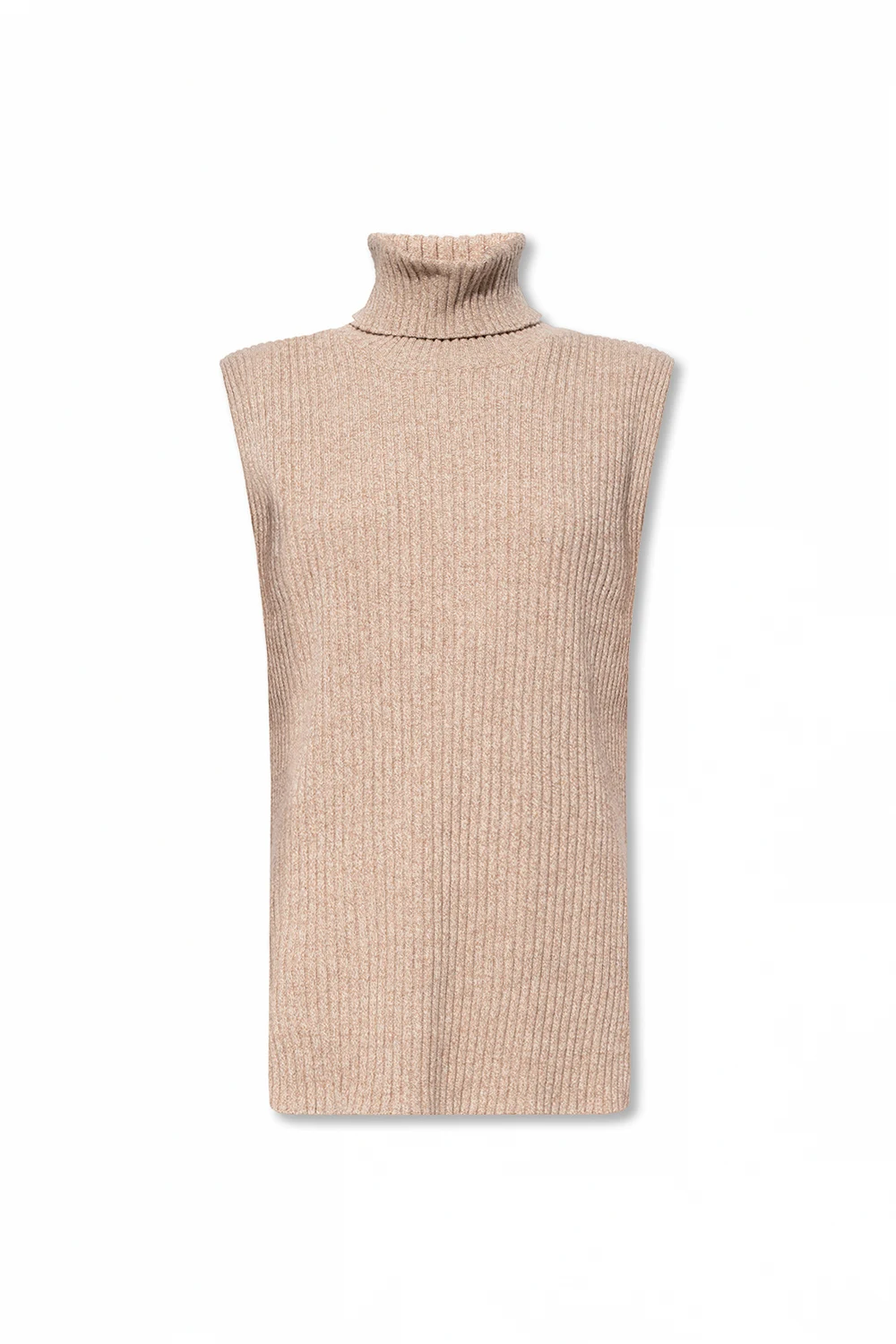 beige Sleeveless turtleneck sweater