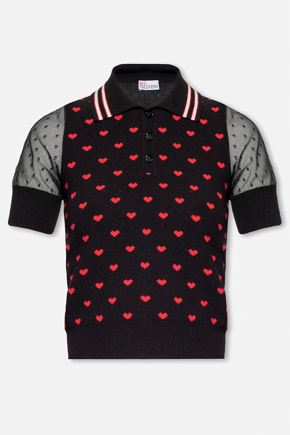 Polo shirt with tulle sleeves