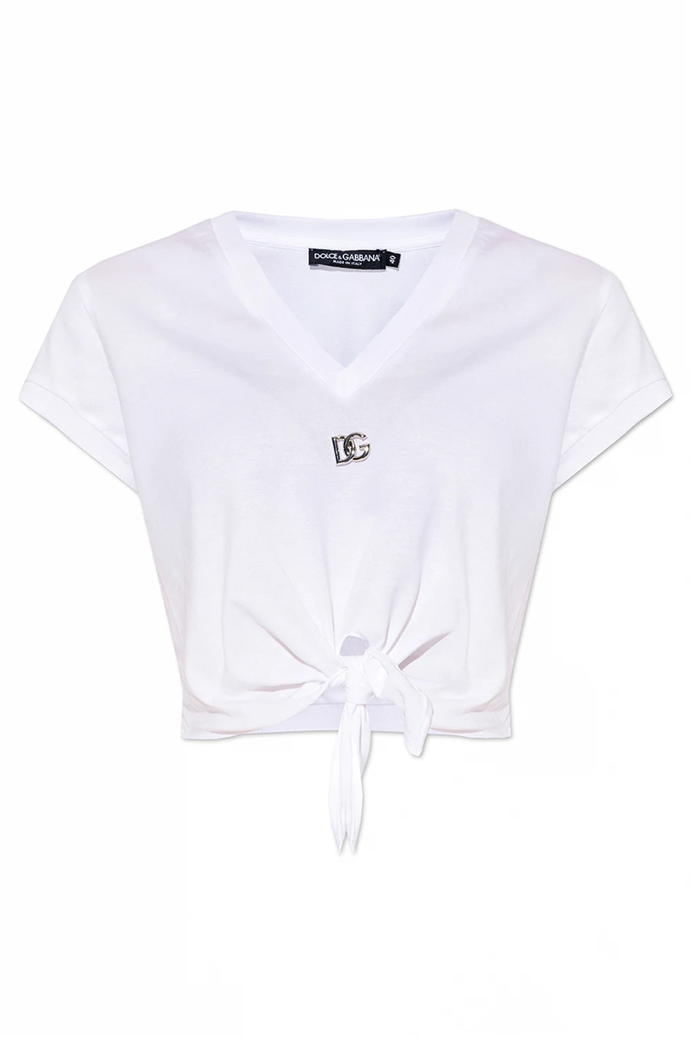 WHITE T-shirt with tie detail