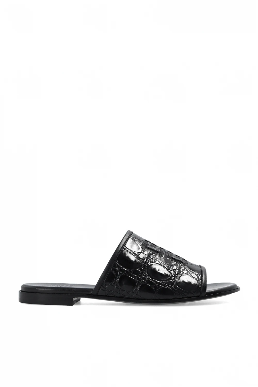Leather slides with logo