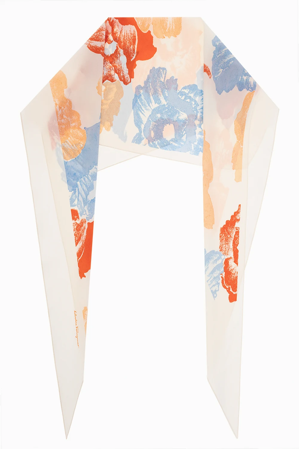 cream Scarf with ‘Poppy‘ print
