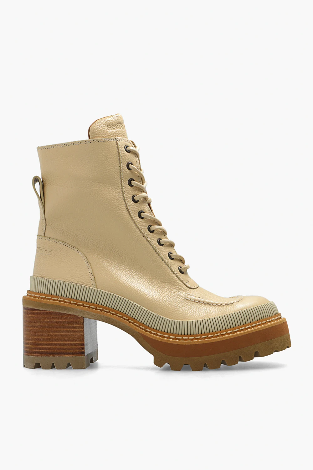 beige ‘Mahalia’ heeled ankle boots