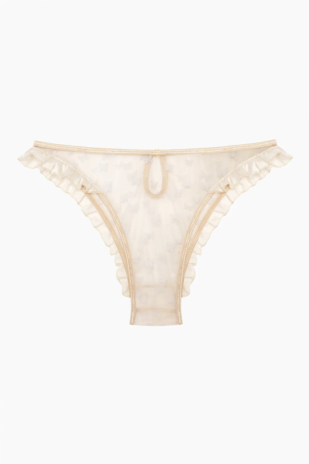 beige ‘Papillon’ briefs with silk ruffle
