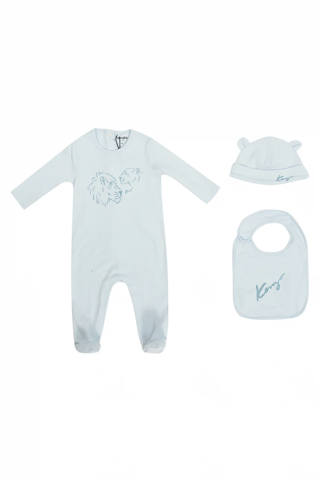 light blue Romper suit, hat & bib set