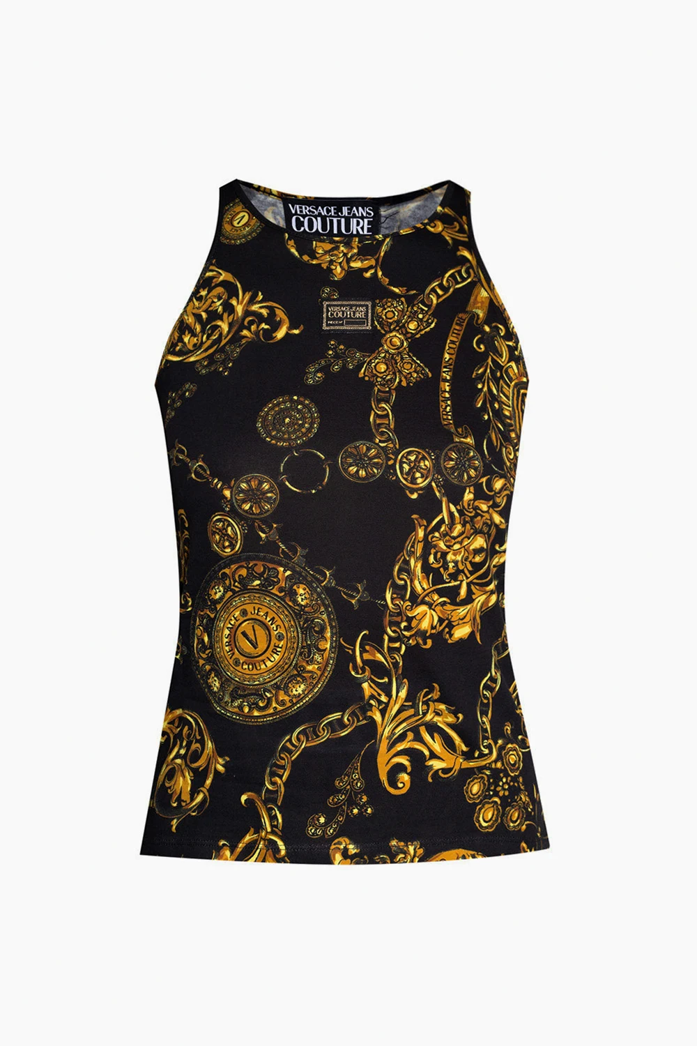 BLACK Barocco-printed tank top