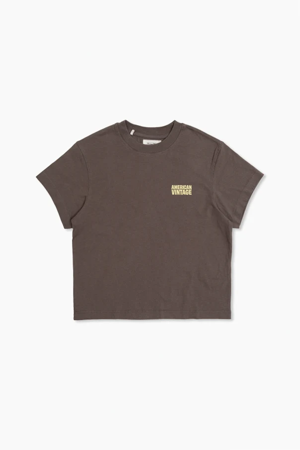 BRĄZOWY T-shirt z nadrukowanym logo