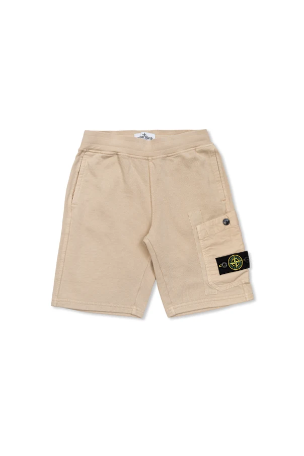 beige Cargo shorts with logo patch