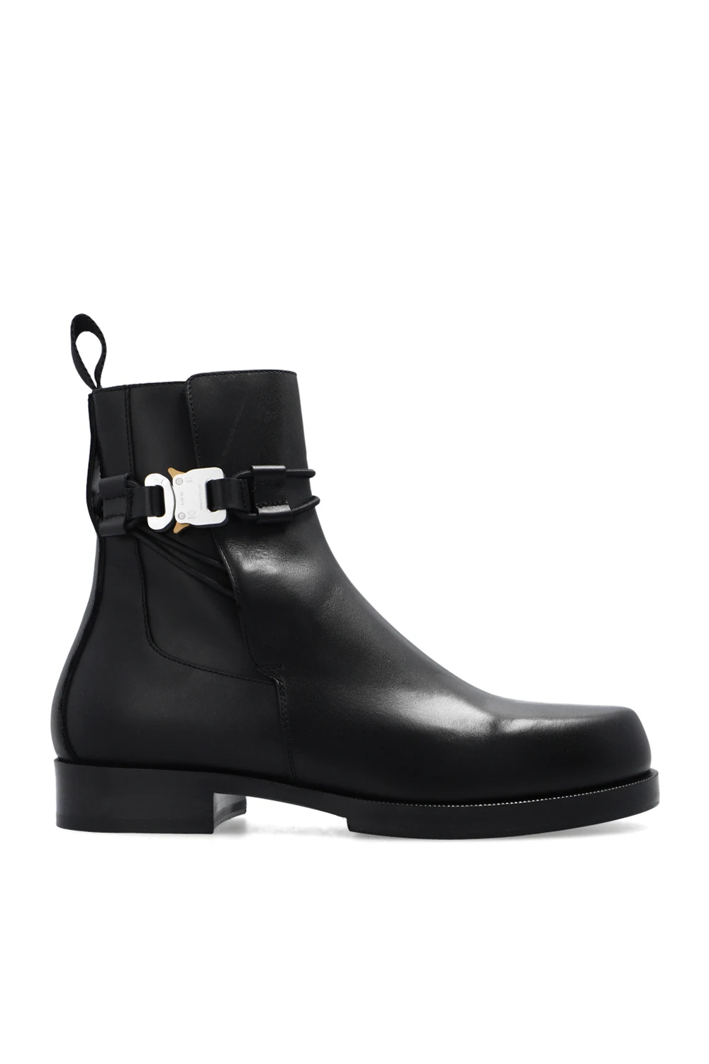 BLACK Ankle boots w/ rollercoaster buckle