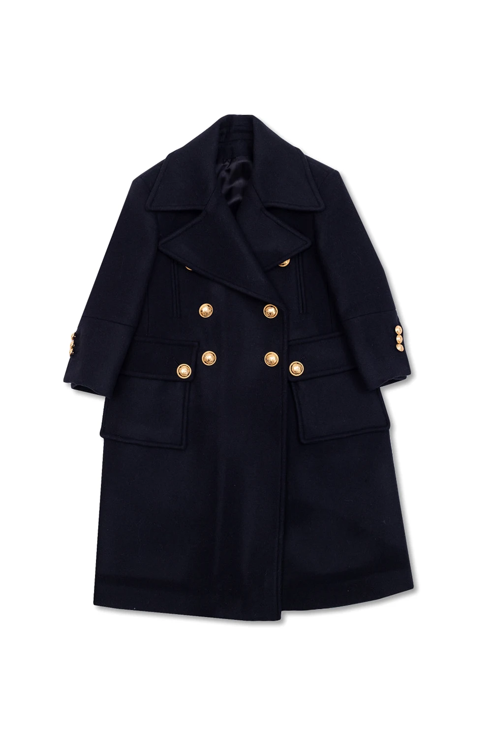 BLACK Wool double-breasted coat