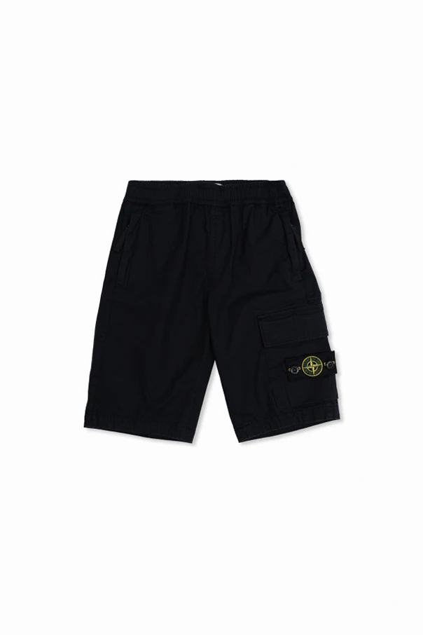 SCHWARZ „Cargo“-Shorts mit Logo-Aufnäher