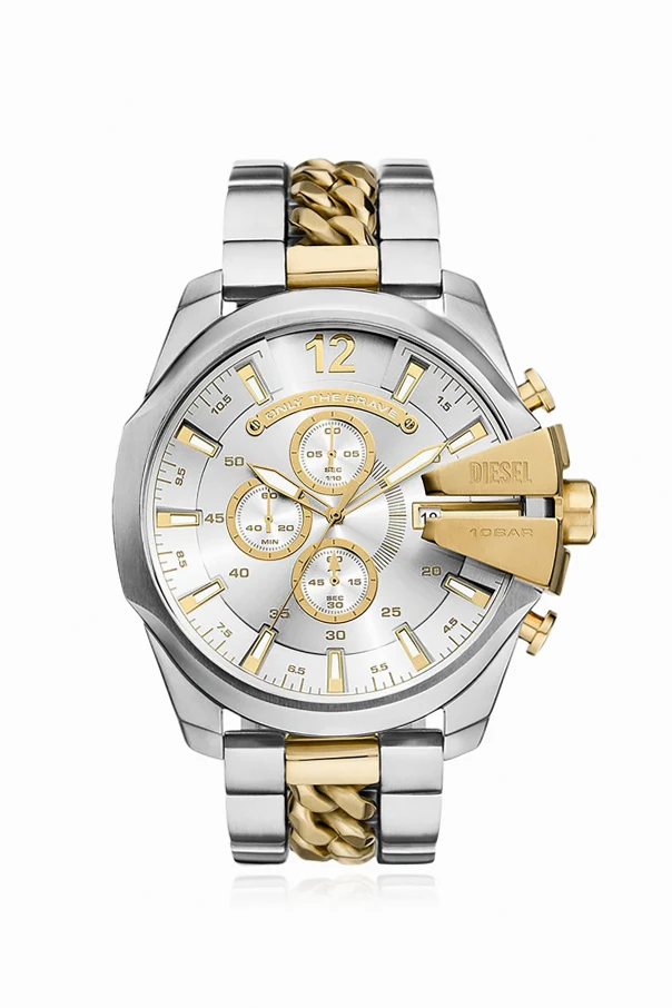 SREBRNY Stalowy zegarek `Mega Chief`