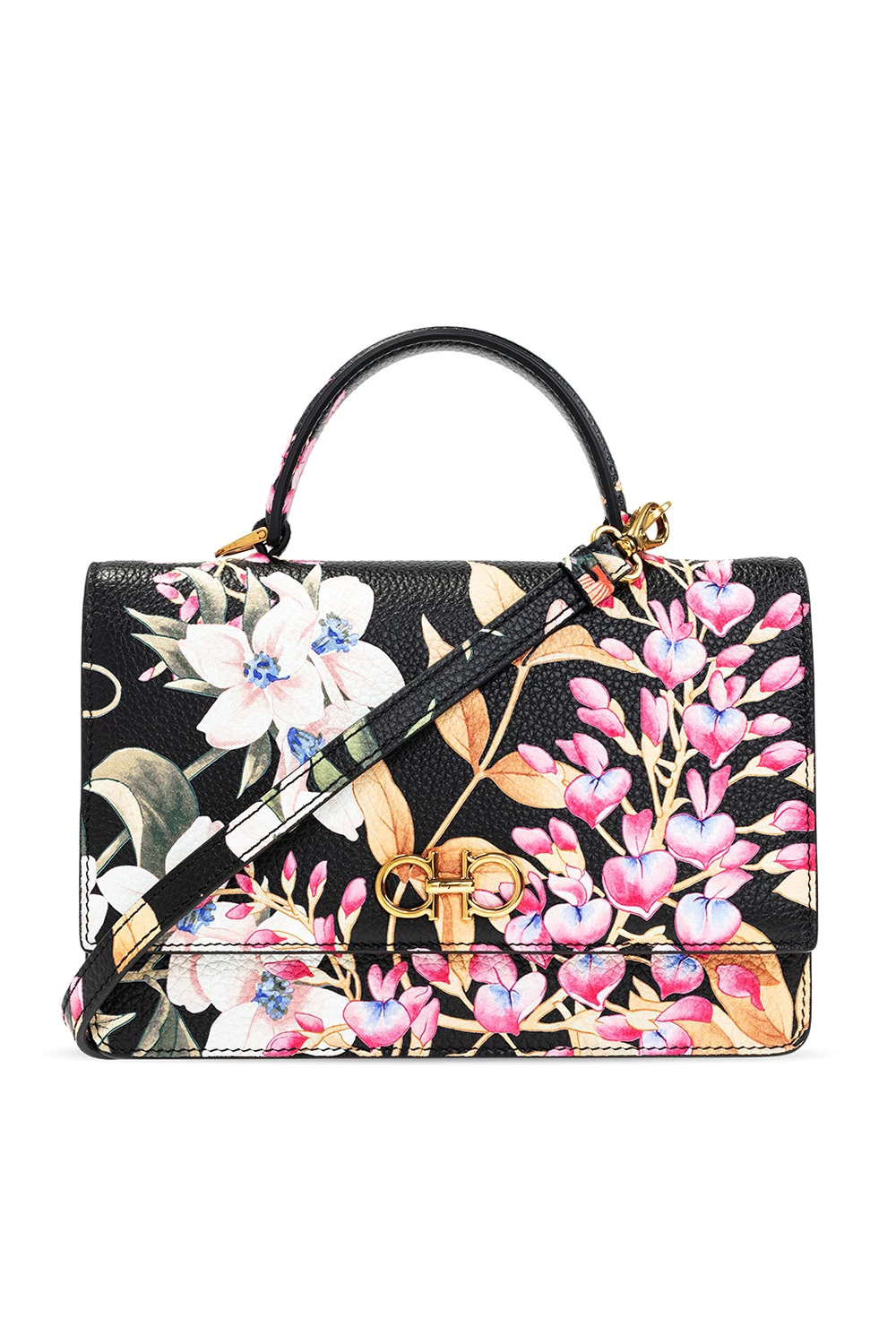 Floral-motif shoulder bag