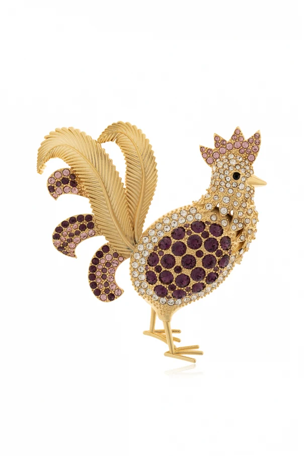 GOLD Brosche mit funkelnden Kristallen