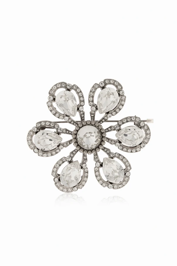 SILBER Brosche mit schimmernden Kristallen