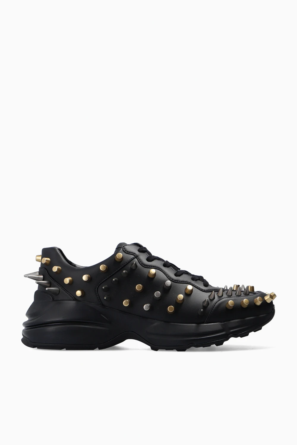 Leather-trimmed sneakers