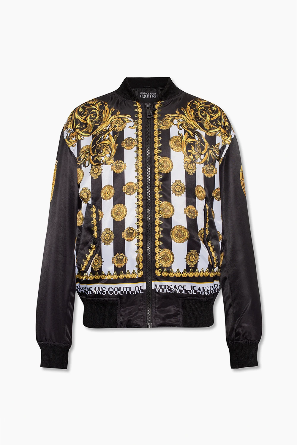 BLACK Patterned bomber jacket