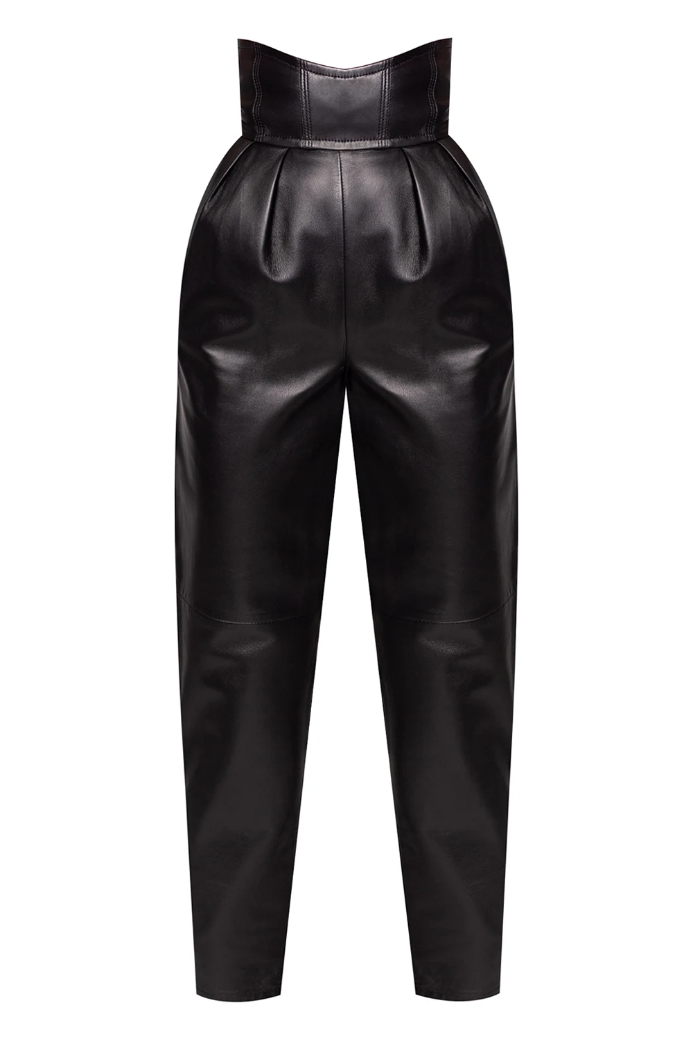 BLACK High-waisted leather trousers