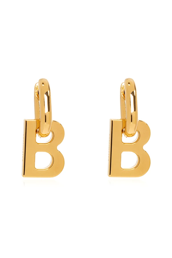 GOLD Brass logo earrings